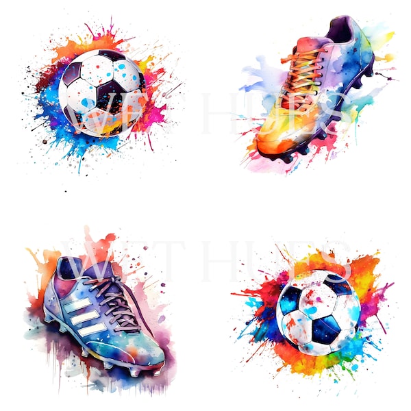 Watercolor Soccer ball and Soccer shoes, Soccer printable art, Sport art print,Soccer posters, Printable wall art, Football soccer art