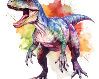 Watercolor Tyrannosaurus, T Rex Art, Tyrannosaurus Clipart, Tyrannosaurus PNG, Tyrannosaurus wall art, Watercolor T Rex, Sublimation