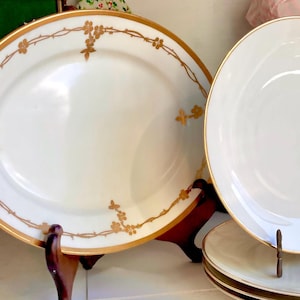Bandeja de porcelana bávara vintage Rosenthal: adorno de guirnalda de rosas doradas