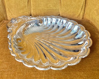 Vintage Silver plated Sea Shell Dish 14"