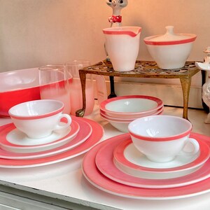 1950s Flamingo Pink Banded Pyrex, Red Pyrex - Choose From Various