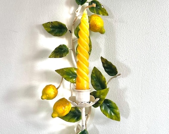 Vintage Tole Lemon Branch Wall-mount Candle Holder