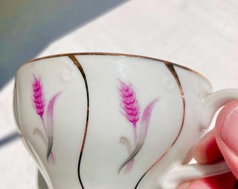 Vintage Yamaka Japan Porcelain Snack Set: Pink Wheat & Gold - Etsy