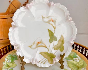 ヴィンテージ ラインホルト・シュレーゲルミルヒ 磁器製 ブレッドプレート：カラーリリー柄、ドイツ