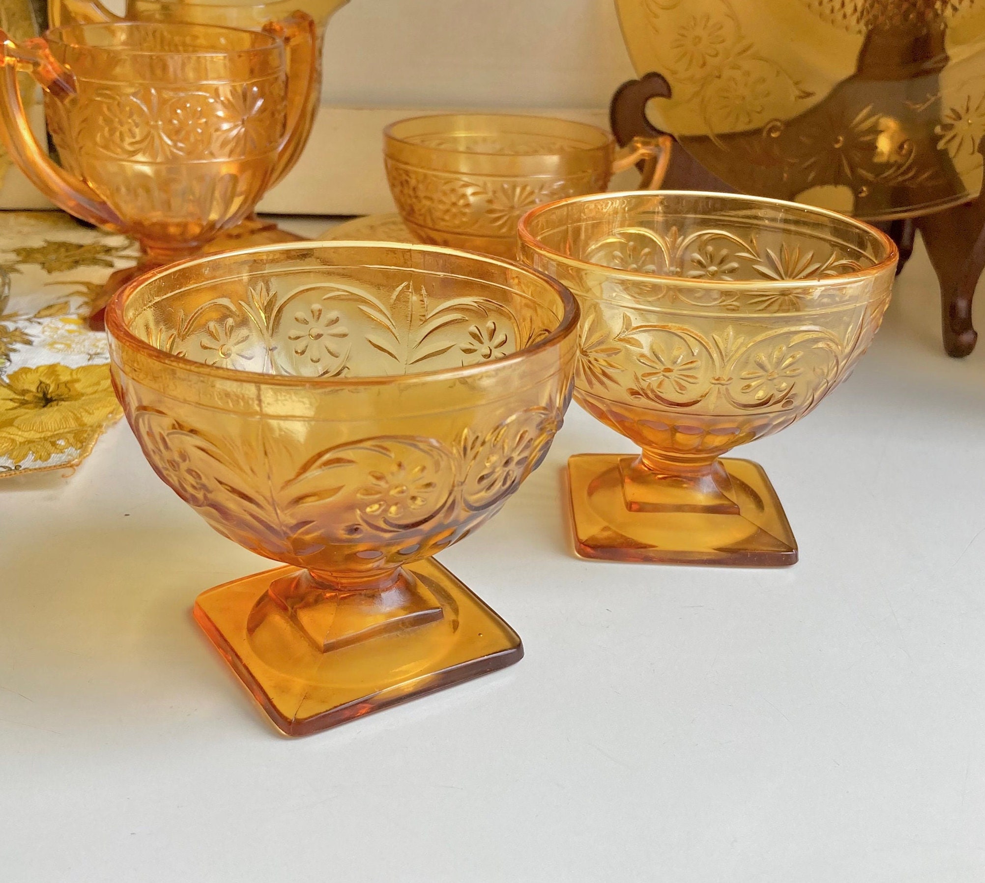 ヴィンテージ インディアナ グラス カンパニー デイジー アンバー