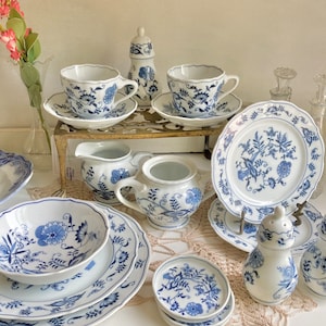 Blue Danube China: Vintage Blue Onion Pattern Plates, Bowls, Creamer