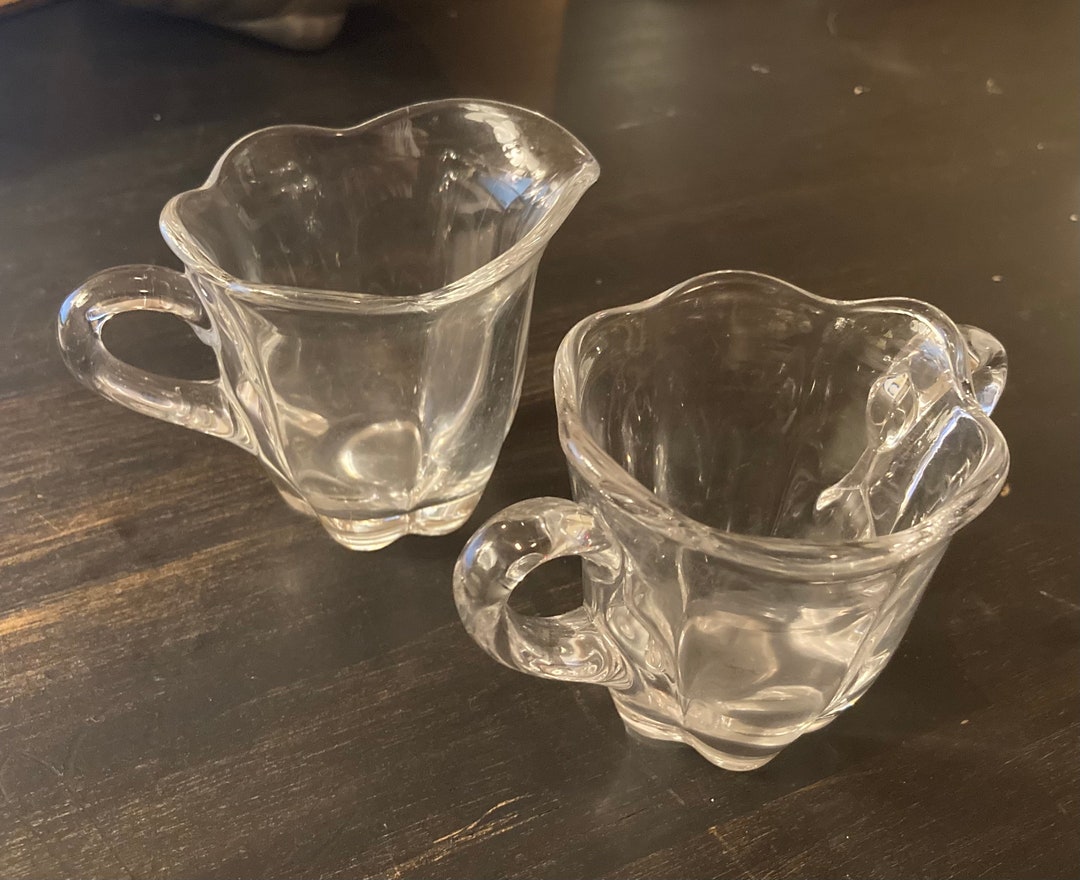 Duncan & Miller Canterbury Clear Glass Set Mini Creamer and Sugar Pot