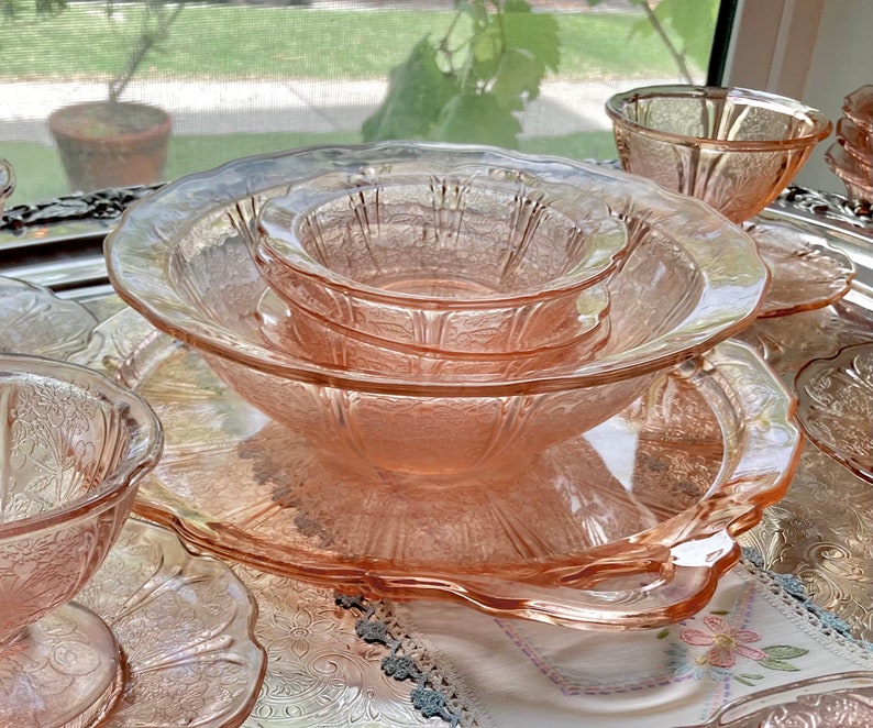 Vintage Jeanette Cherry Blossom Pink Depression Glass Choose from 11 image 8