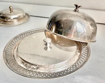 Vintage WMA Rogers Silver Plated Covered Dish: 3-Piece Condiment Server