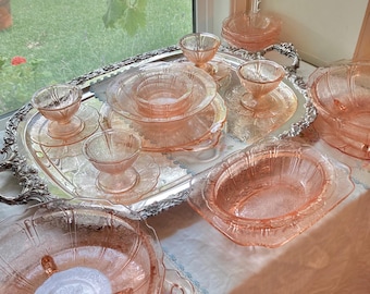 Vetro vintage Jeanette Cherry Blossom - Rosa Depression Glass