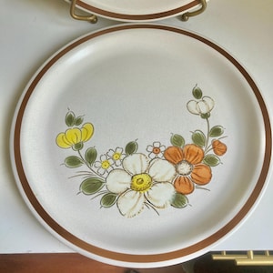 Vintage Woodhaven Sunnybrook Stoneware Dinner Plates - Floral Cottage Set of 2