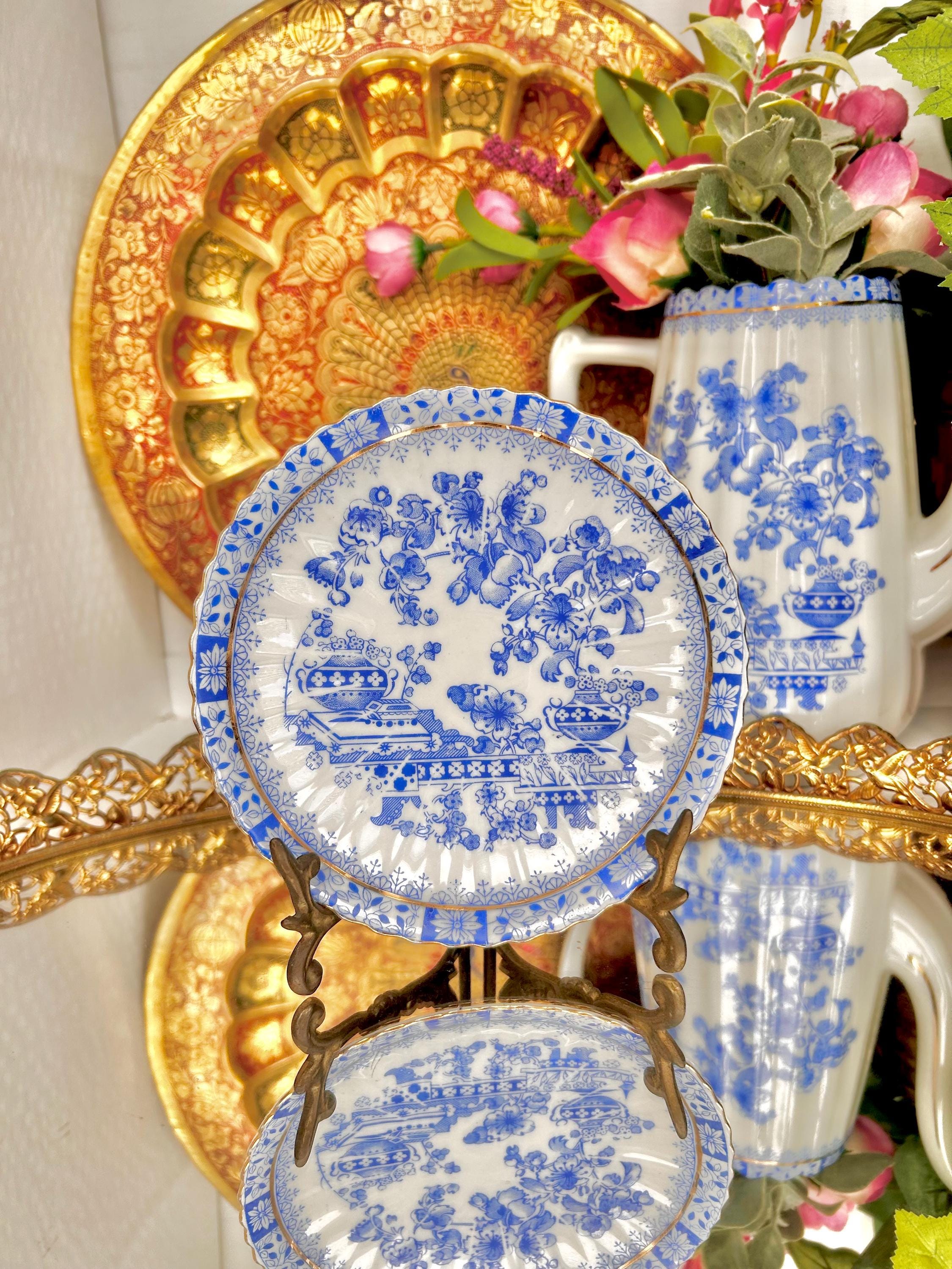 Vintage China-blau Tea Set: Blue & White Bavarian China - Gilt