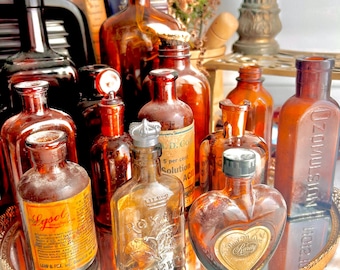 Vintage Amber Apothecary Bottle: Collectible Brown Glass, Choose Your Bottle