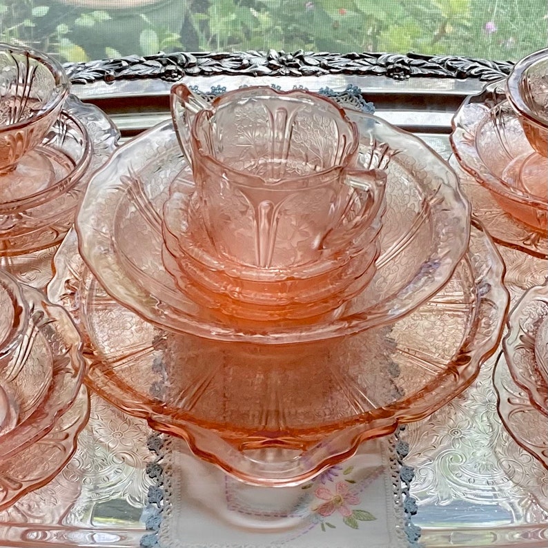 Vintage Jeanette Cherry Blossom Pink Depression Glass Choose from 11 image 9