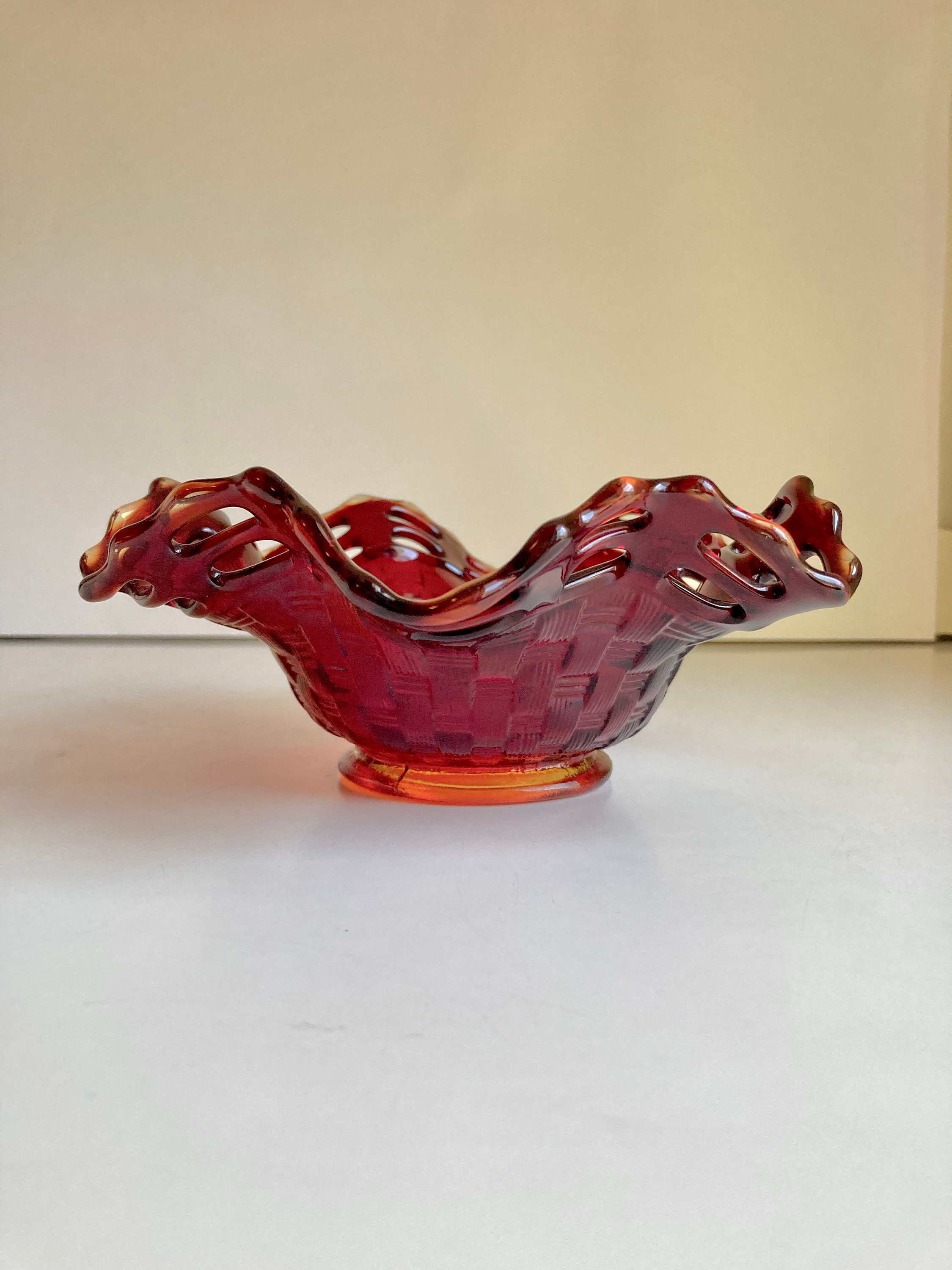 Antique Fenton Glass Red Basket - Etsy