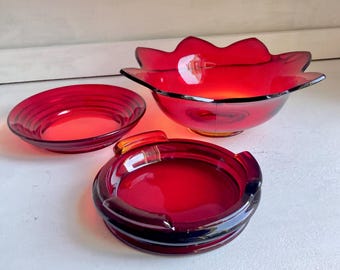 Vintage Red Amberina Glassware - CHOOSE from Fenton, Cadmium UV Glow, Bowls and Dishes