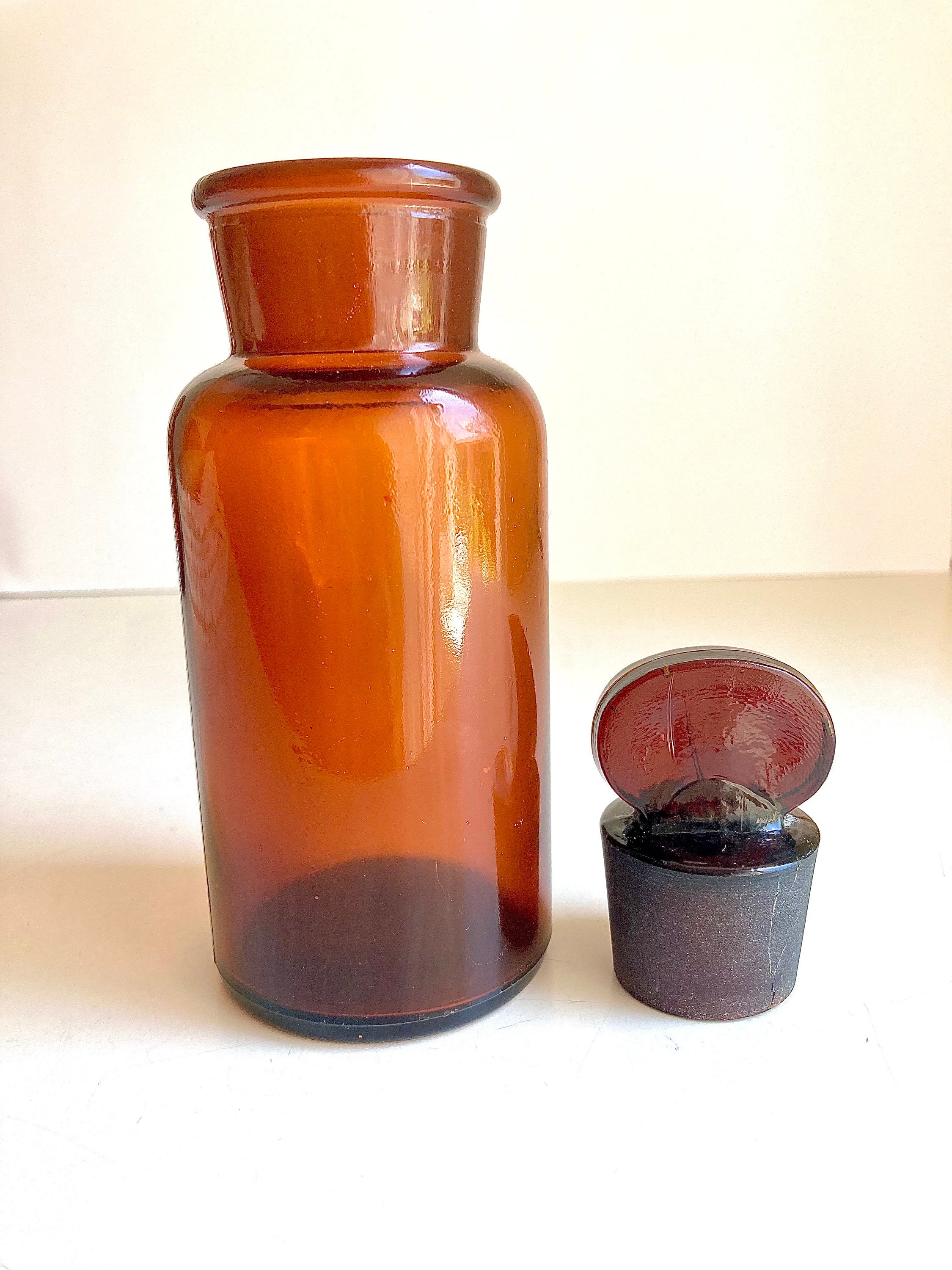 Vintage Amber Blown Glass Apothecary Canisters Bottles Etsy
