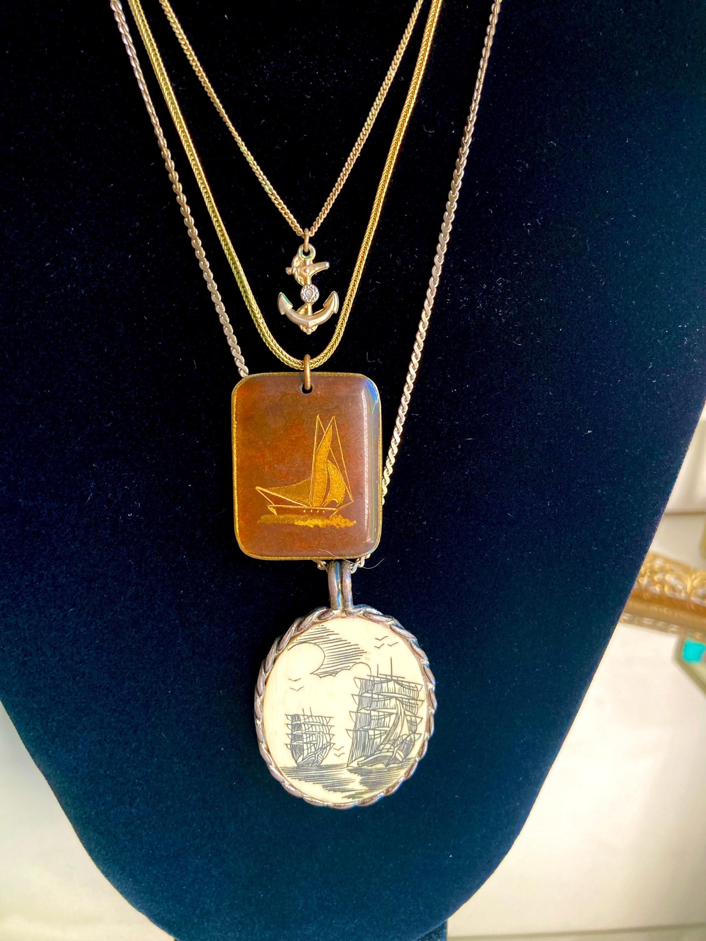 Vintage Nautical Themed Pendant Necklaces: Choose from three