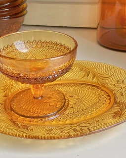 【ヴィンテージ】Anchor Hocking アンバーガラス Vintage Anchor Hocking Amber Glass Dishes- Sandwich - Desert Gold