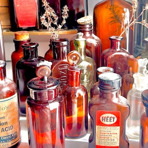 Vintage and Antique Apothecary Bottles (Group 2) - Collectible Amber/Brown Glass - CHOOSE FROM Large Variety of Types - Sold Individually