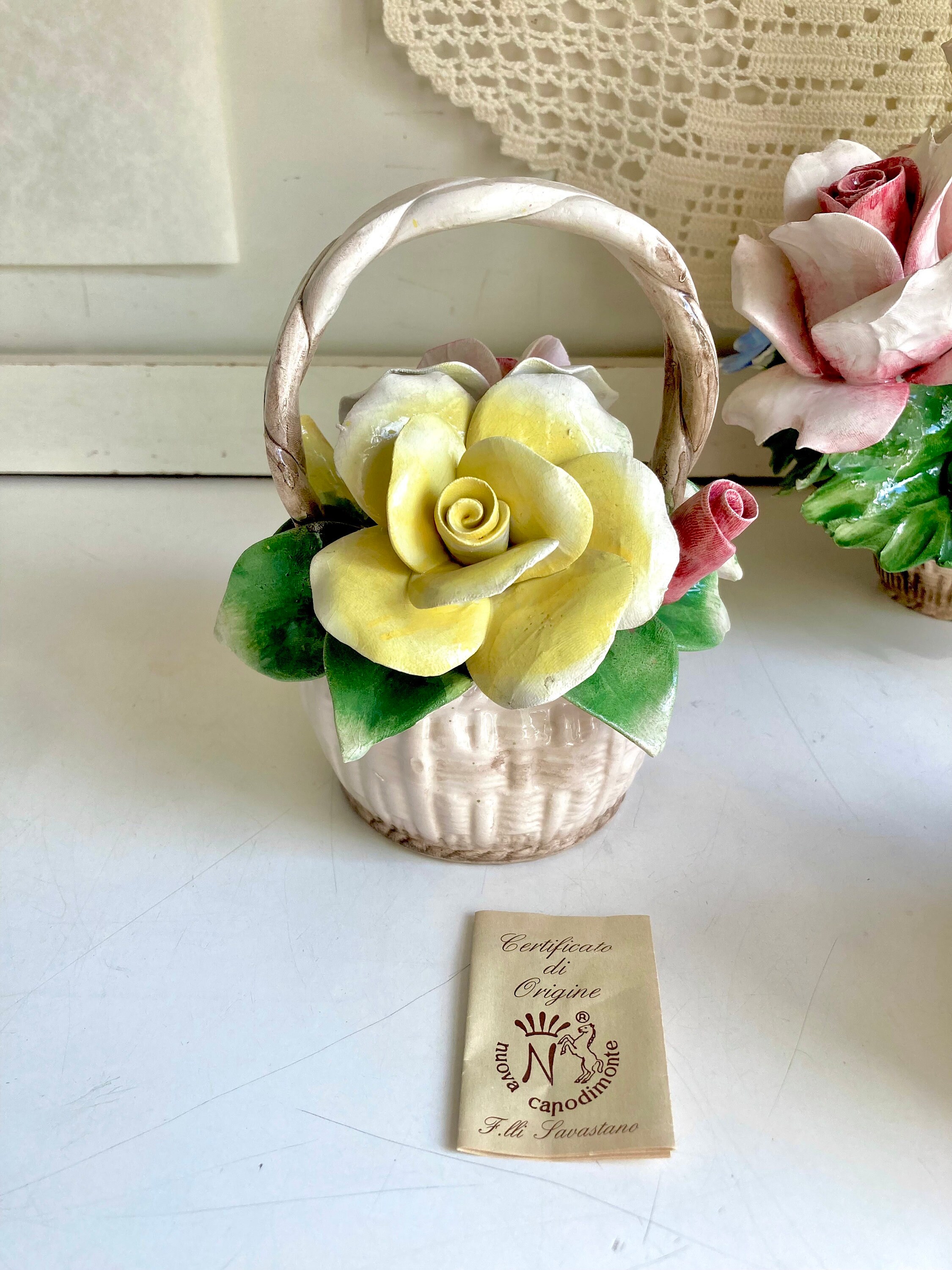 Vintage Italian Nuova Capodimonte Porcelain Hand-made Rose