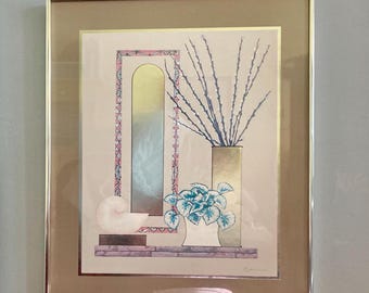 Vintage 1980s Framed Art: Deco Revival Still Life Print