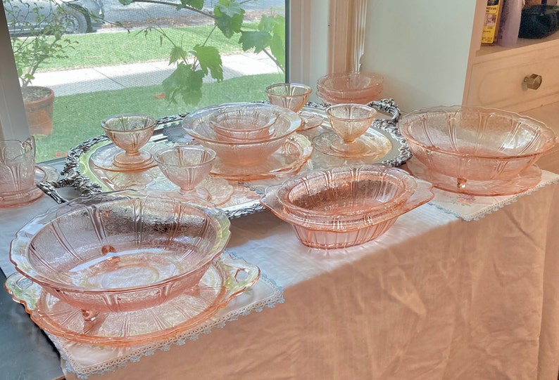 Vintage Jeanette Cherry Blossom Pink Depression Glass Choose from 11 image 1