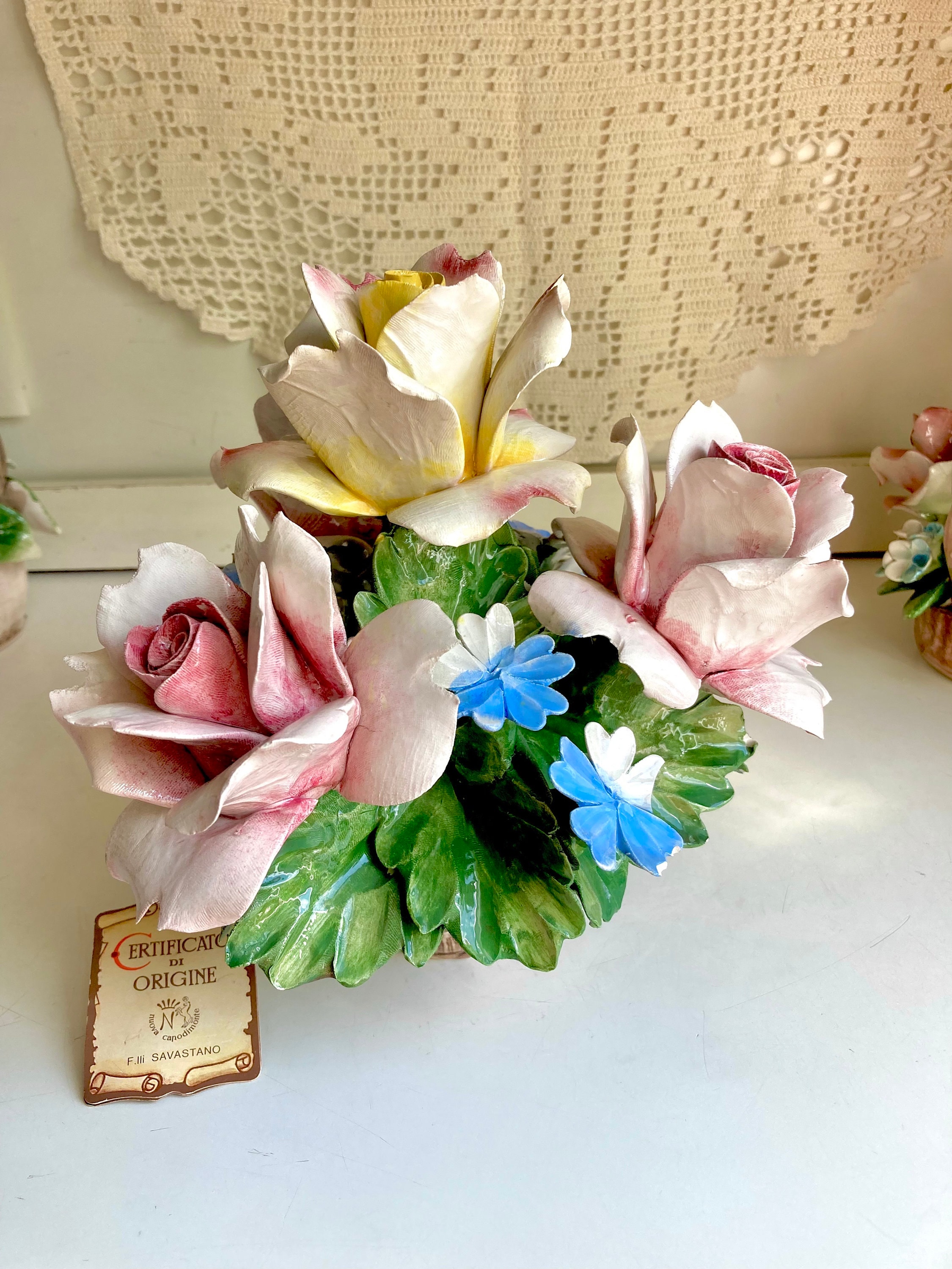 Vintage Italian Nuova Capodimonte Porcelain Hand-made Rose