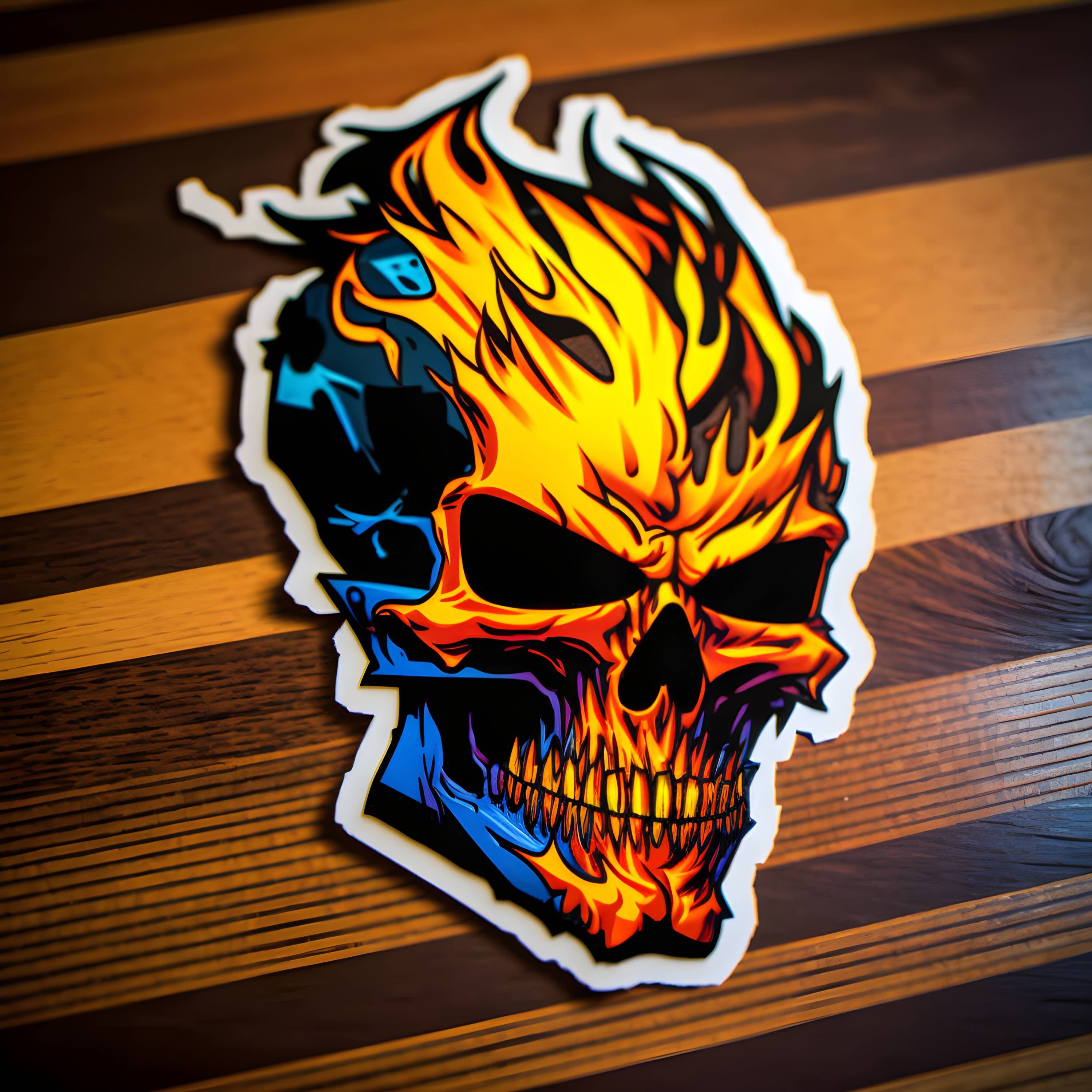 Totenkopf Aufkleber und skull Sticker in coolen Flammen fürs Auto in XL -  Shop