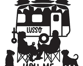You, Me, and the Dogs Sticker - Cute Camping Van Pet Decal
