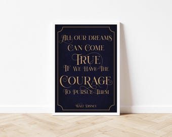 Inspirational Phrase - All Our Dreams Can Come True - Disney - Wall Print - A3/A4/7x5 Unframed Print
