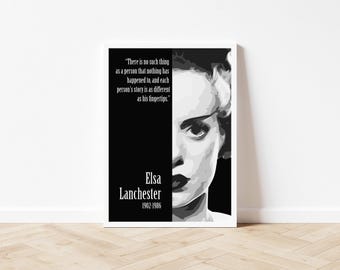 Elsa Lanchester - La novia de Frankenstein (impresión A4 sin marco con cita)