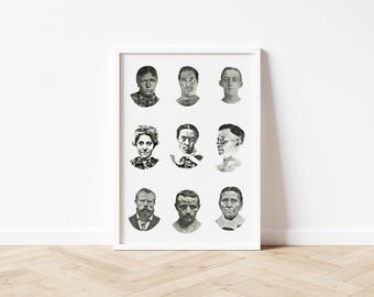 Szondi Test Wall Art: Vintage Black and White Psychology Print