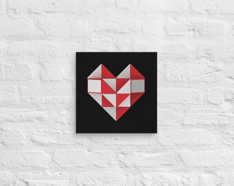 Polygon Heart Canvas, Geometric Wall Art (Romantic Room Decor)