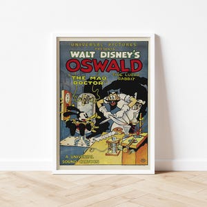 Oswald The Lucky Rabbit - Mad Doctor - Disney Poster - 7x5/A3/A4 Unframed Print