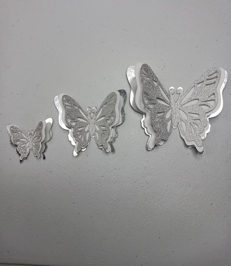 Silver Glitter Butterflies, Paper Butterflies, Butterflies, Butterfly ...