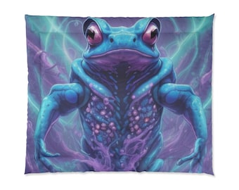 Frog Art Comforter: Unique Design, Cozy Polyester Blanket