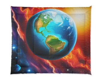Earth Space Comforter: Warm Polyester Blanket