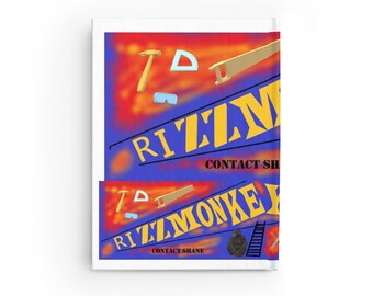 Rizz  Monkey Graphic Journal ,Notebook, Blue Orange hard  Cover for writers, thinkers and doers
