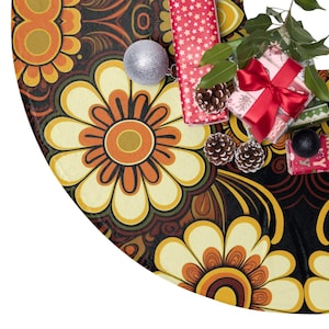 Retro bloemenboomrok | Boho boomrok | Botanische boomrok | Cottagecore kerstboomrok | Vintage bloemenrok boom | Kerstdecoratie