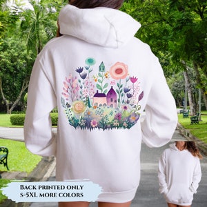 Vintage Pressed Flowers  Sweatshirt | Boho Flower Hoodie | Floral Crewneck | Wildflowers Hoodie Back Printed  | Fairycore Gift