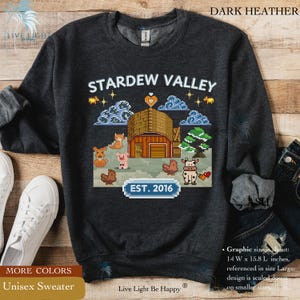 Stardew Valley Sweatshirt, Valley Hoodie, Video Game Sweatshirt, Pixel Art Sweatshirt, Animals Shirt, Stardew Valley Gift, Gamer Sweatshirt