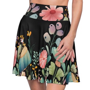 Boho Flower Skater Skirt | Wildflower Skater Skirt | Flower Gift | Retro Flower Skirt | Vintage Botanical Lover Skirt | Midi Skirt