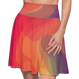 Skater Skirt Rainbow Inspired Skirt High Waisted Skirt Colorful and Playful Women Skirt for Modern Women Skater Skirt Rave Skirt