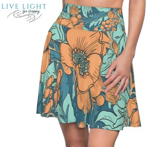 Women Skater Skirt Floral Skirt Versatile Skirt Pressed Flower Skirt High Waisted Skirt Summer Skirt Colorful  Women Skirts Botanical Skirt