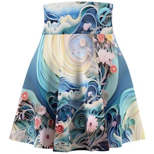 Fairy Flower Skater Skirt | Vintage Floral Whimsical Skirt | Cottage Core Skirt | Trippy Flower Skirt | Fairy Skirt | Boho Purple Flower