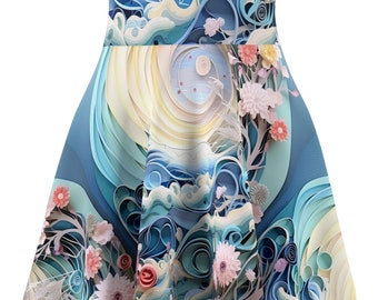 Fairy Flower Skater Skirt | Vintage Floral Whimsical Skirt | Cottage Core Skirt | Trippy Flower Skirt | Fairy Skirt | Boho Purple Flower