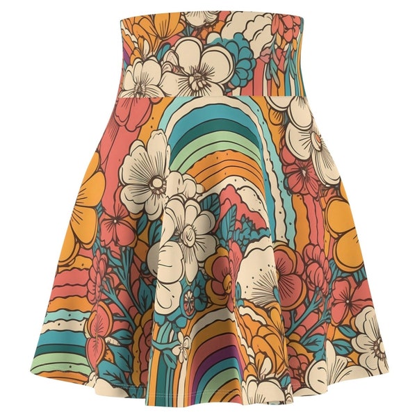 BOHO Rock RAINBOW Rock Mühelos stylisch Unser Boho Floral Skater Rock ist perfekt für Frauen, die den Boho-Look lieben