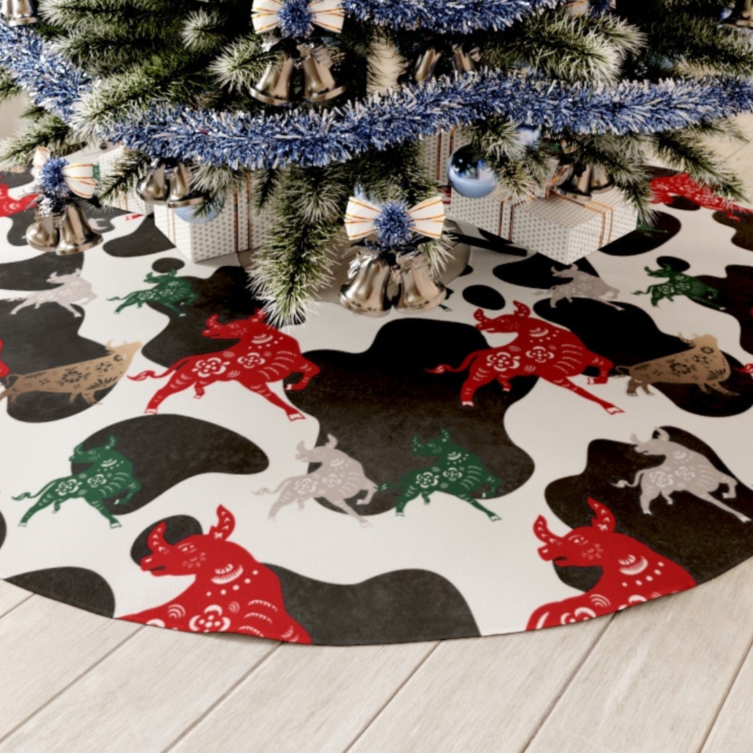 Farmhouse Tree Skirt Christmas Cow Tree Farmer Christmas Etsy