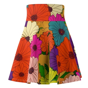 Women&#39;s Skater Skirt Flower Skirt Summer Floral Skirt Versatile Skirt HighWaisted Skirt Skirt Casual Skirt Stretchy Skirt Women Cute Skirt